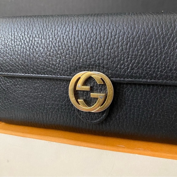 GUCCI GG Interlocking Long Wallet-Crossbody Bag Black - Picture 6 of 15